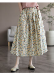 Women’s Floral Cotton Printed Skirt – Artistic Washed Casual Summer Skirt | Lovana UK
