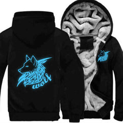 Luminous Wolf Print Hoodie – Men’s & Women’s Thicken Sweatshirt Jacket | Lovana UK