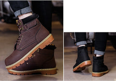 Men’s Warm Martin Boots – Plus Velvet Round Toe PU Leather Winter Boots | Lovana UK