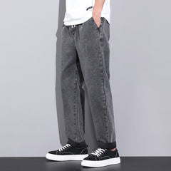 Men’s Summer Loose Wide Leg Jeans – Casual Straight Trousers with Drawstring | Lovana UK