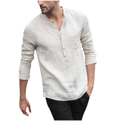 Men’s Vintage White Linen Shirt with Buttons – Lovana
