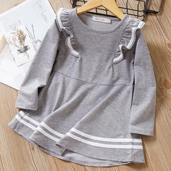 Girls’ Long Sleeve Printed Cotton Dress – Princess Style Korean Dress | Lovana UK