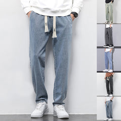 Men’s Summer Loose Wide Leg Jeans – Casual Straight Trousers with Drawstring | Lovana UK