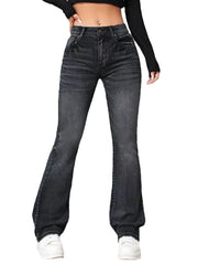 Women’s High Waist Bootcut Denim Trousers – Lovana