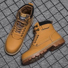 Men's boots plus velvet warm round scalp Martin boots