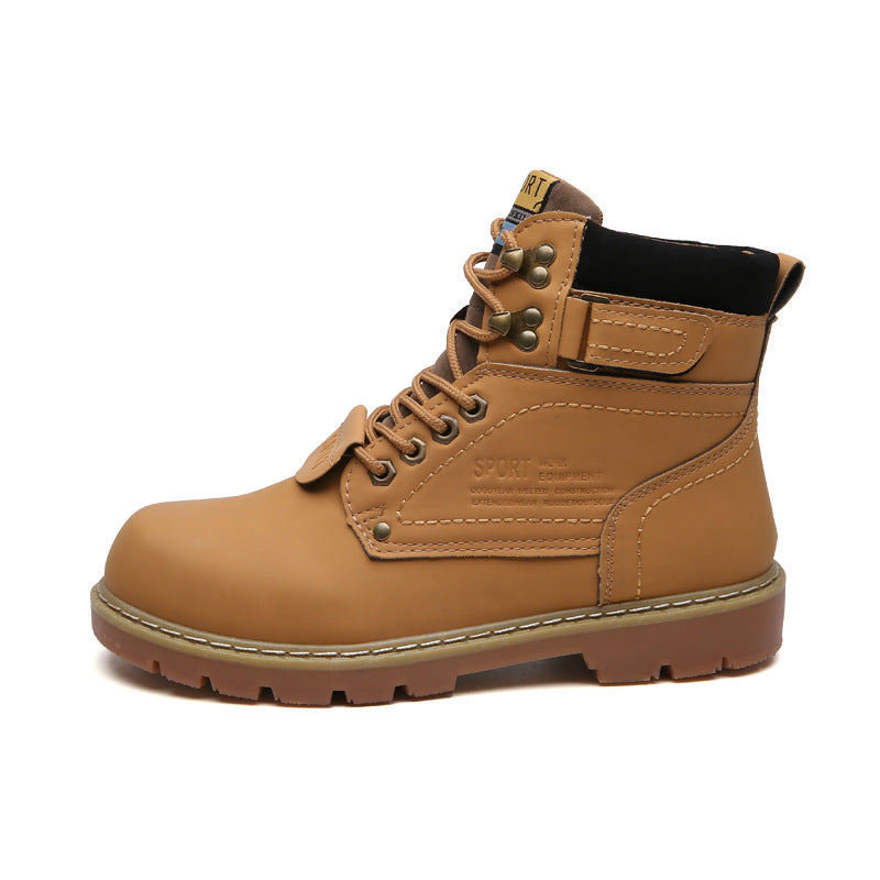 Men's boots plus velvet warm round scalp Martin boots