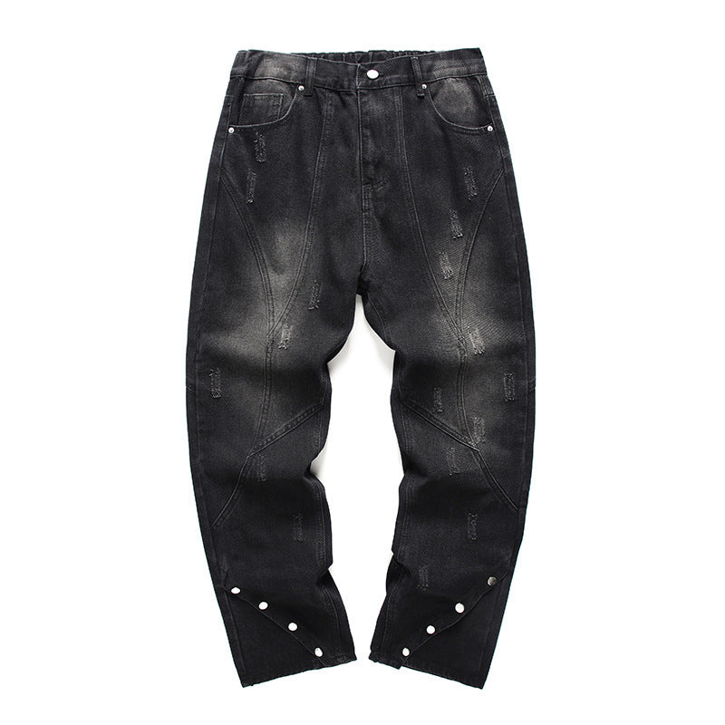 Fashion Wash Trousers Breasted Jeans Men