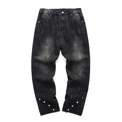 Fashion Wash Trousers Breasted Jeans Men