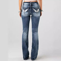 European And American Ladies Heavy Industry Washing Stretch Denim Trousers