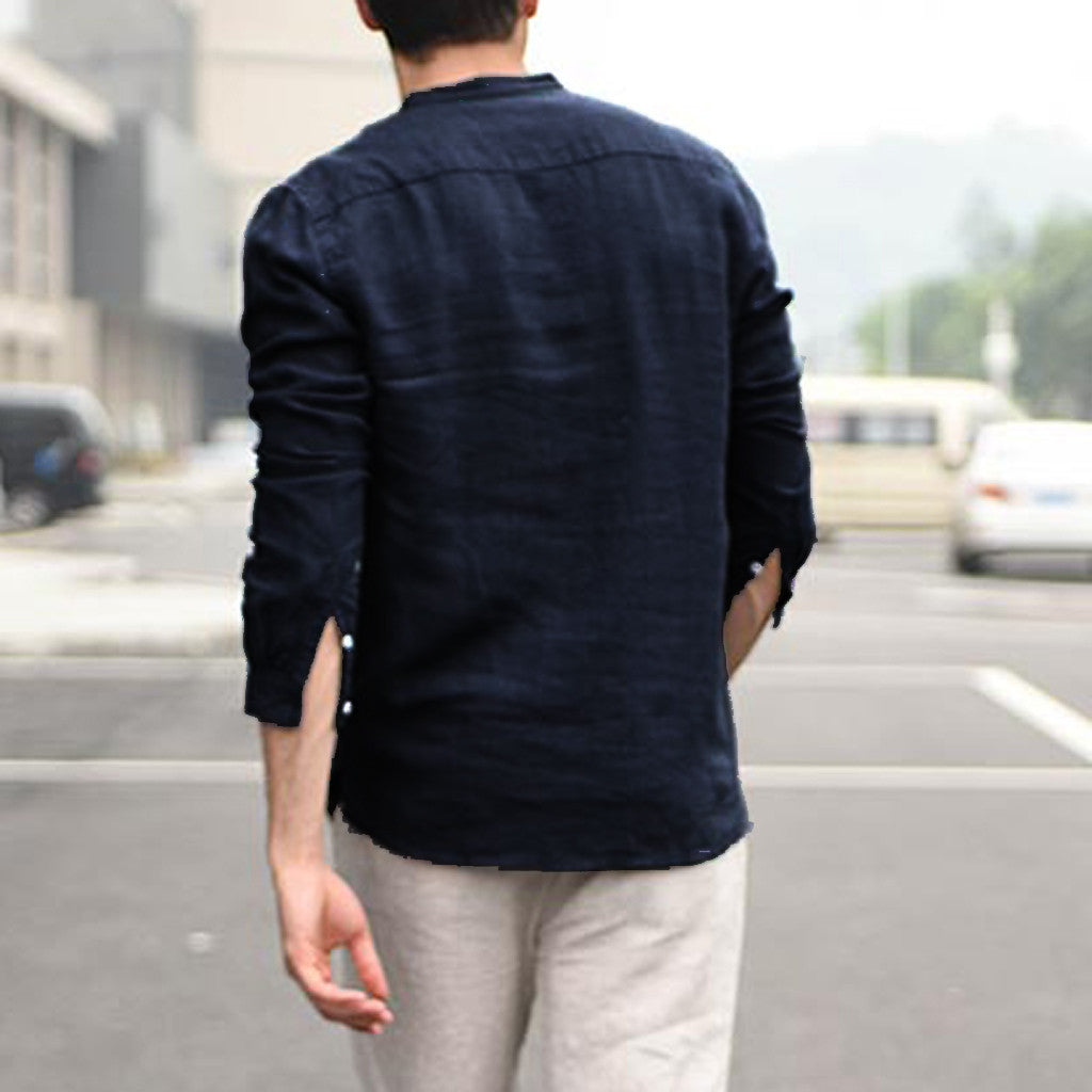 Men’s Vintage White Linen Shirt with Buttons – Lovana