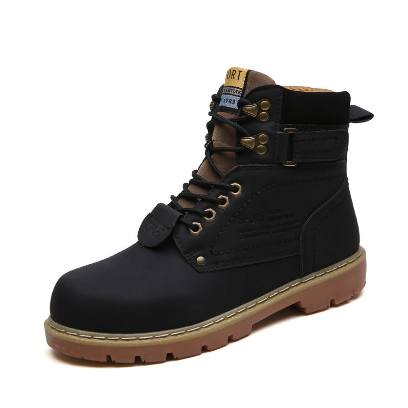 Men's boots plus velvet warm round scalp Martin boots
