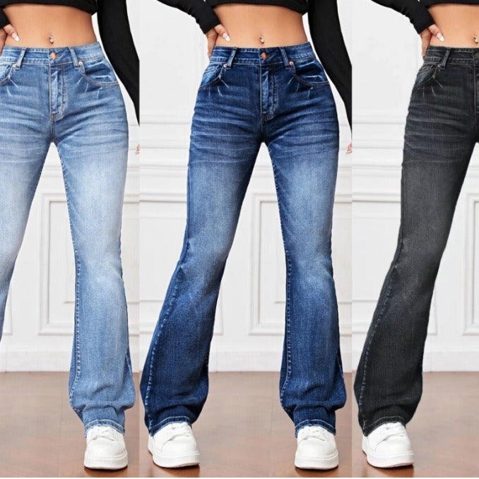 Women’s High Waist Bootcut Denim Trousers – Lovana