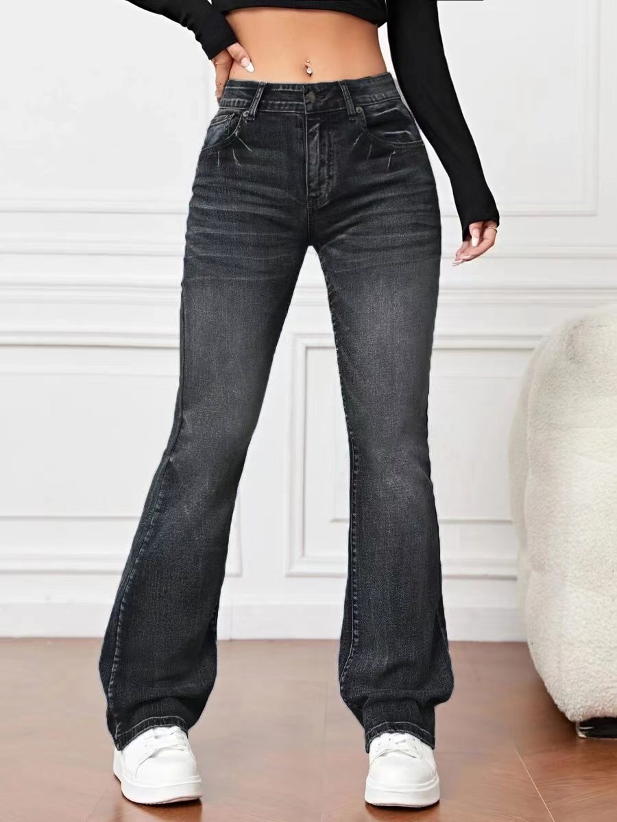 Women’s High Waist Bootcut Denim Trousers – Lovana