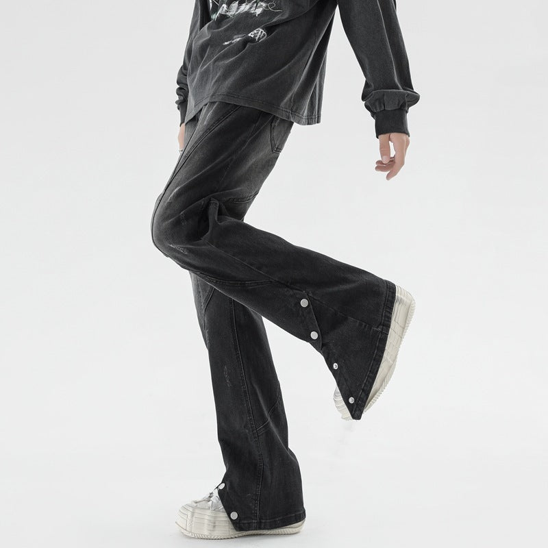 Fashion Wash Trousers Breasted Jeans Men
