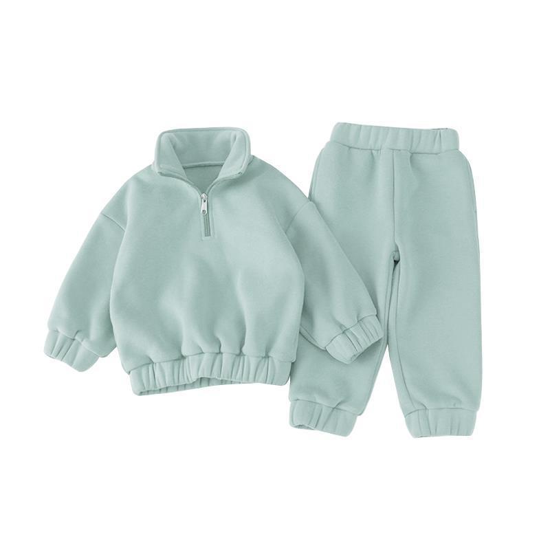 Girls' Half Zipped Stand Collar Sweater Fleece Warm Comfortable Suit