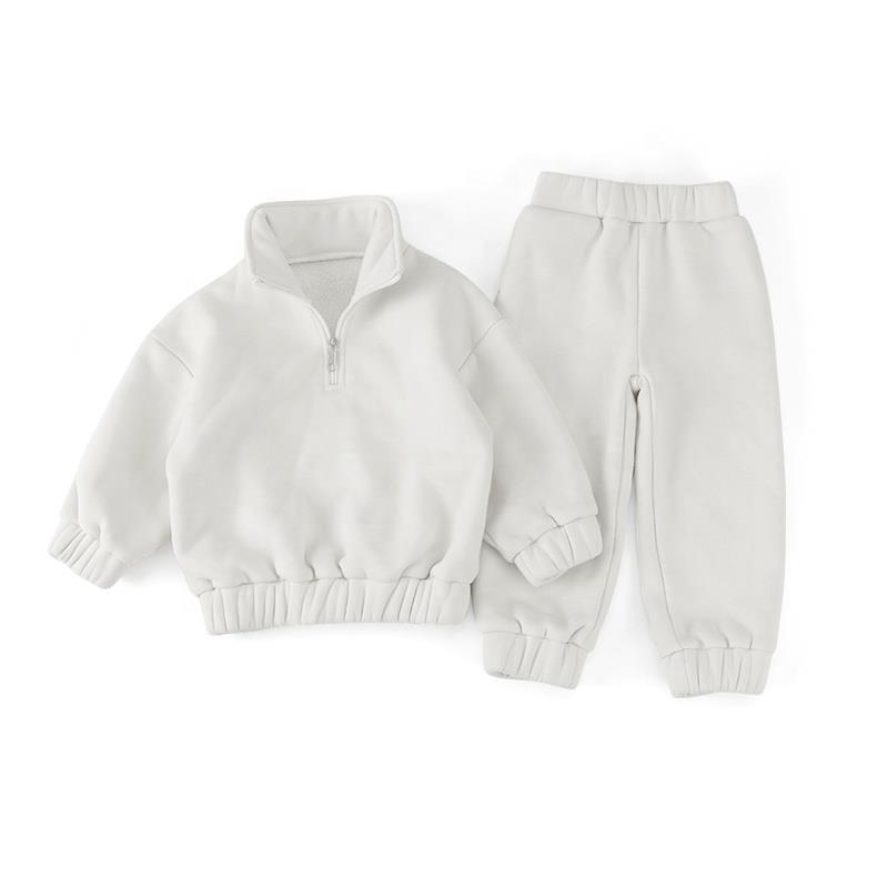 Girls' Half Zipped Stand Collar Sweater Fleece Warm Comfortable Suit