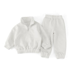 Girls' Half Zipped Stand Collar Sweater Fleece Warm Comfortable Suit