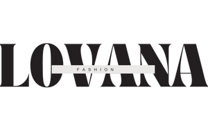 Black and white 'LOVANA FASHION' logo on a white background